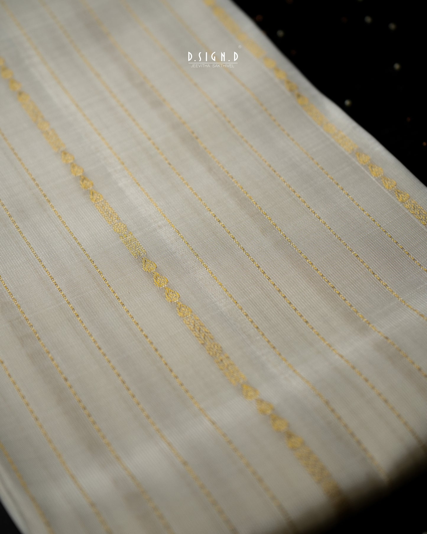 BLENDED SILK STRIPES HANDLOOM DHOTI - WHITE