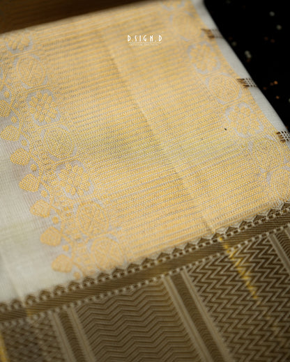 BLENDED SILK CHECKS HANDLOOM DHOTI - WHITE