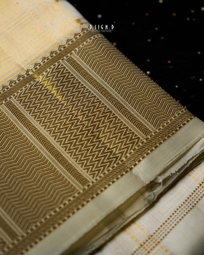 BLENDED SILK CHECKS HANDLOOM DHOTI - WHITE