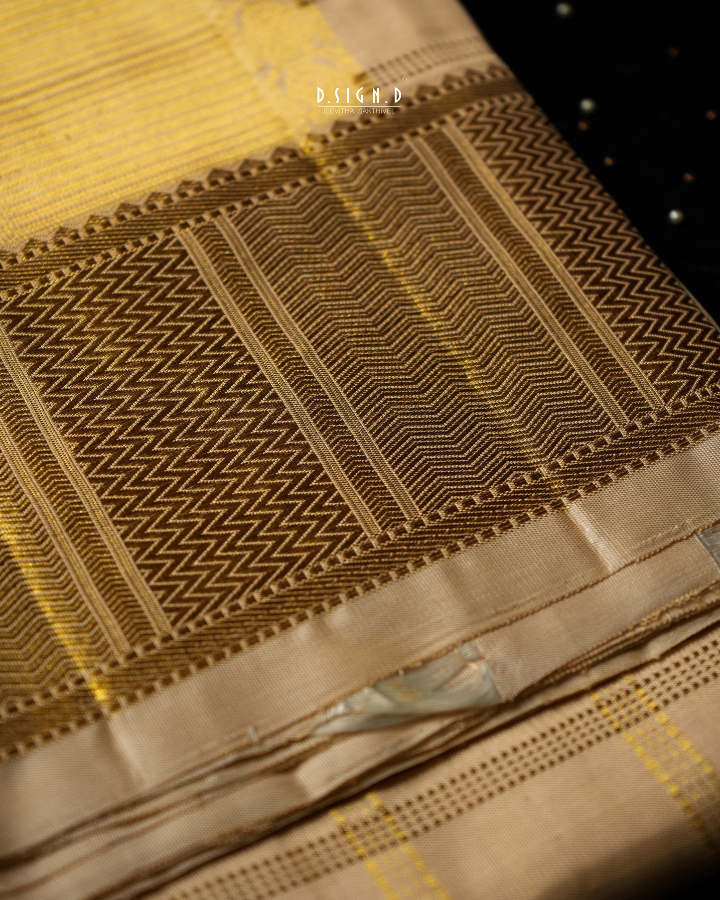 BLENDED SILK CHECKS HANDLOOM DHOTI - GOLD