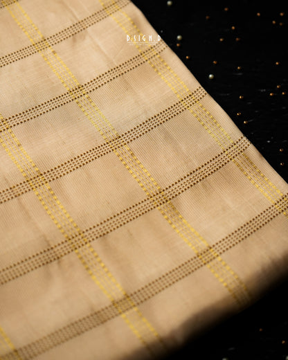 BLENDED SILK CHECKS HANDLOOM DHOTI - GOLD