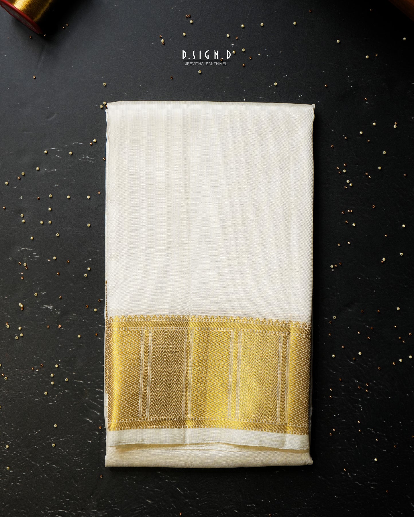 BLENDED SILK CLASSIC HANDLOOM DHOTI - WHITE