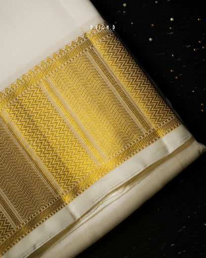 BLENDED SILK CLASSIC HANDLOOM DHOTI - WHITE