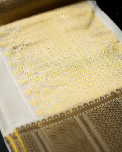 BLENDED SILK CLASSIC HANDLOOM DHOTI - WHITE