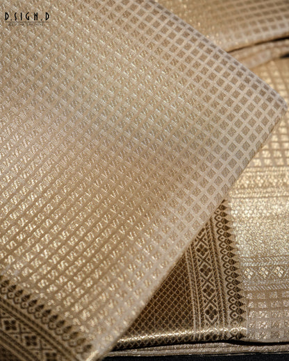 GOLD ZARI CHECK FINE SILK DHOTI SET