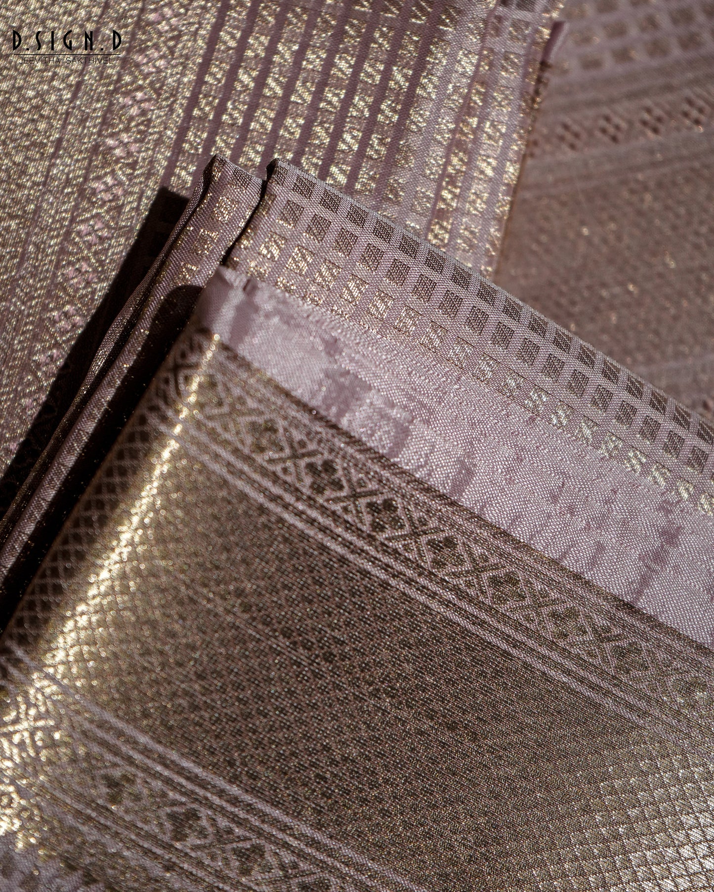 BRIDAL ROSE ZARI CHECK FINE SILK DHOTI SET