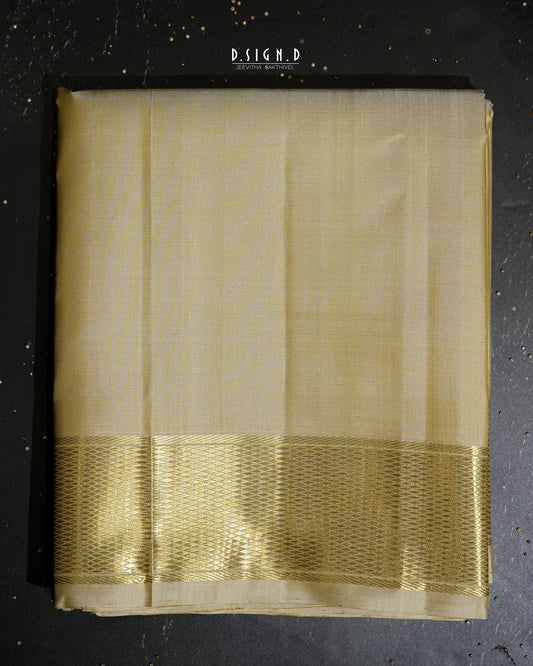 2G ZARI HANDLOOM - DIAMOND WEAVE BORDER PURE SILK DHOTI - 9x52G
