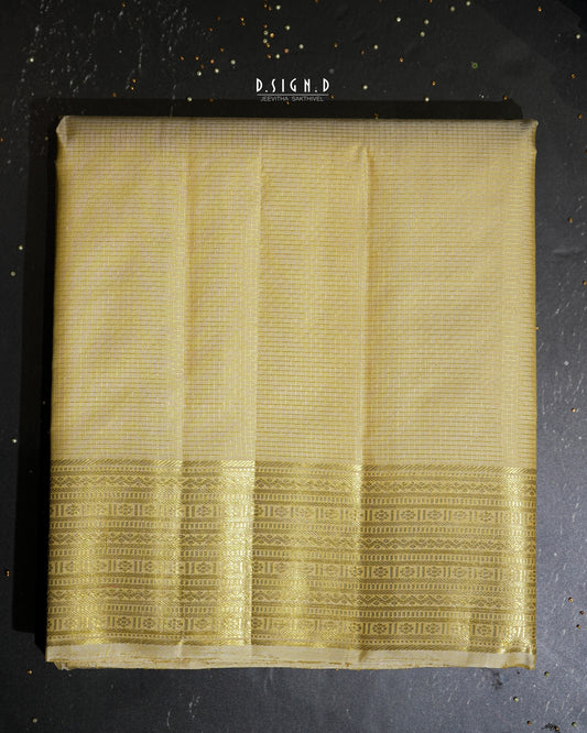 2G ZARI HANDLOOM - TRADITIONAL VAIRA OOSI BORDER PURE SILK DHOTI - 9x5