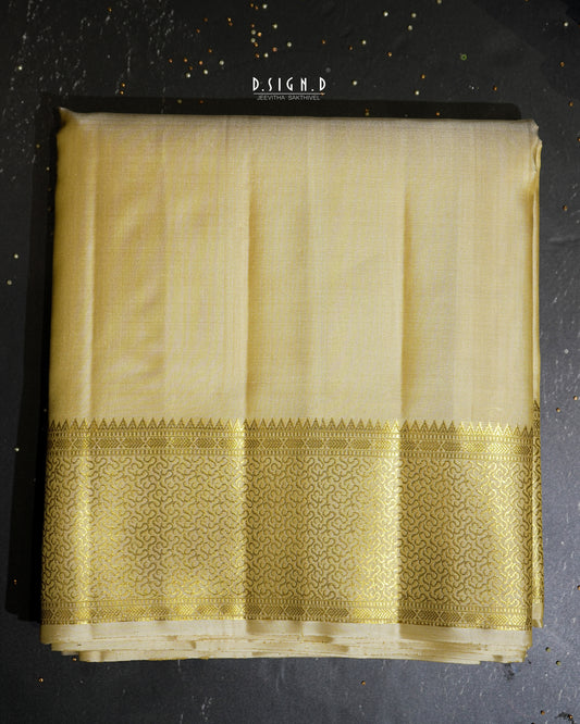 2G ZARI HANDLOOM - INTRICATE ZARI BORDER PURE SILK DHOTI - 9x5