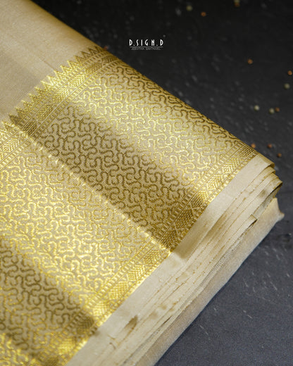 2G ZARI HANDLOOM - INTRICATE ZARI BORDER PURE SILK DHOTI - 9x5