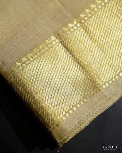 ZARI HANDLOOM - DIAGONAL STRIPES BORDER PURE SILK DHOTI - 9x5