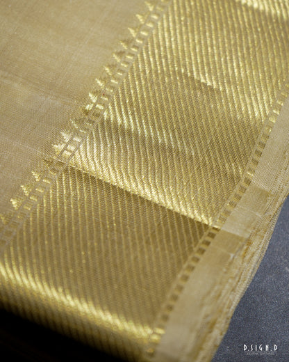 ZARI HANDLOOM - DIAGONAL STRIPES BORDER PURE SILK DHOTI - 9x5