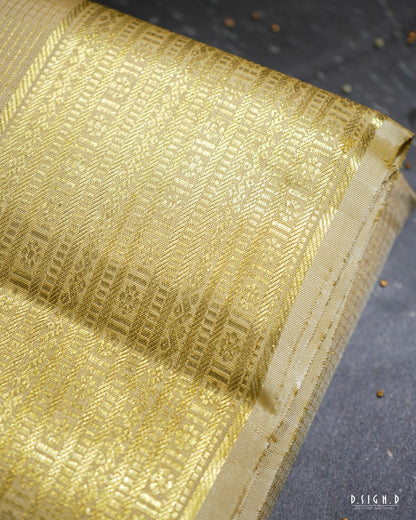2G ZARI HANDLOOM - TRADITIONAL VAIRA OOSI BORDER PURE SILK DHOTI - 9x5