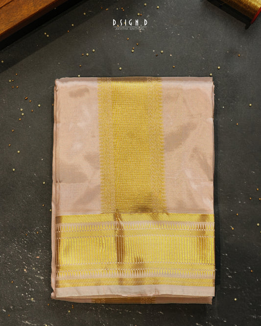 PREMIUM PURE SILK DHOTI & SHIRT - ROSE GOLD