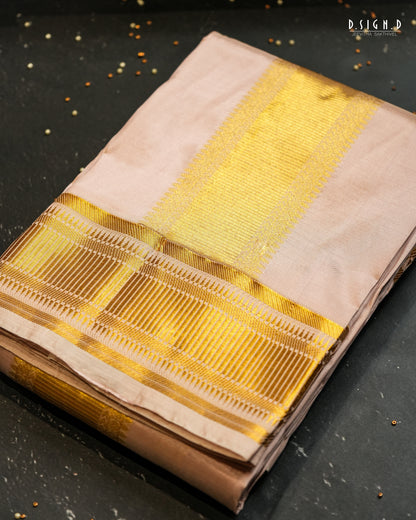 PREMIUM PURE SILK DHOTI & SHIRT - ROSE GOLD