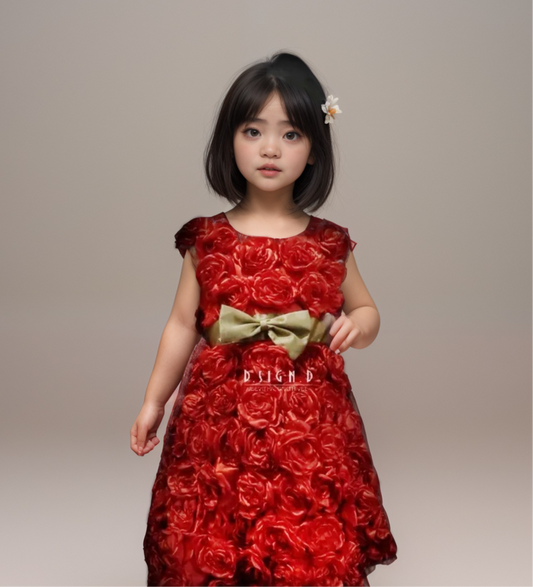 Red 3D rose gown