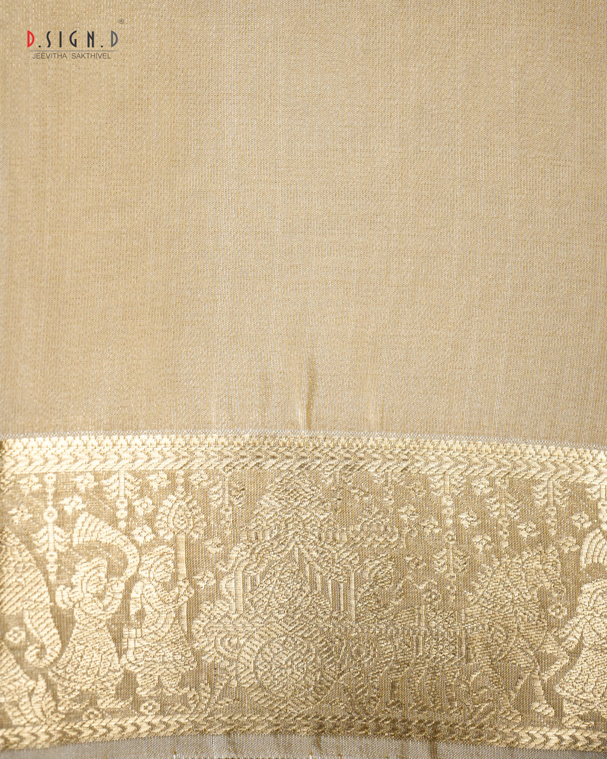 GOLD ZARI CHECK FINE SILK DHOTHI SET WITH PAITHANI BORDER