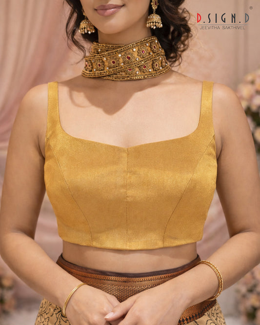 SUNDARI SLEEVELESS SIZE FLEX BLOUSE - GOLD