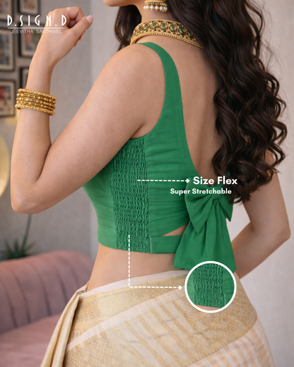 SUNDARI SLEEVELESS SIZE FLEX BLOUSE - GREEN