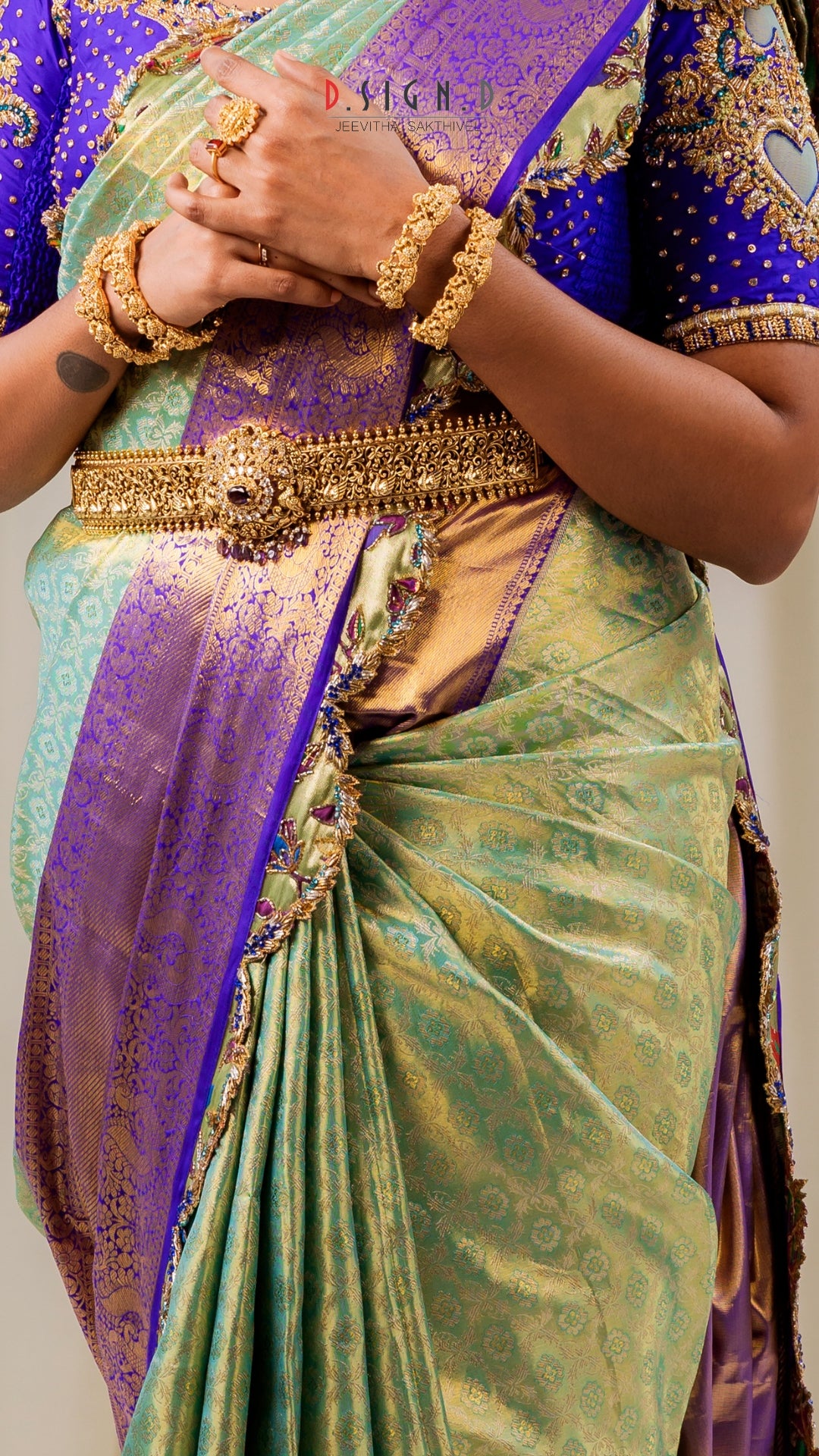 Blue Paithani Kanjeevaram embroidered silk saree