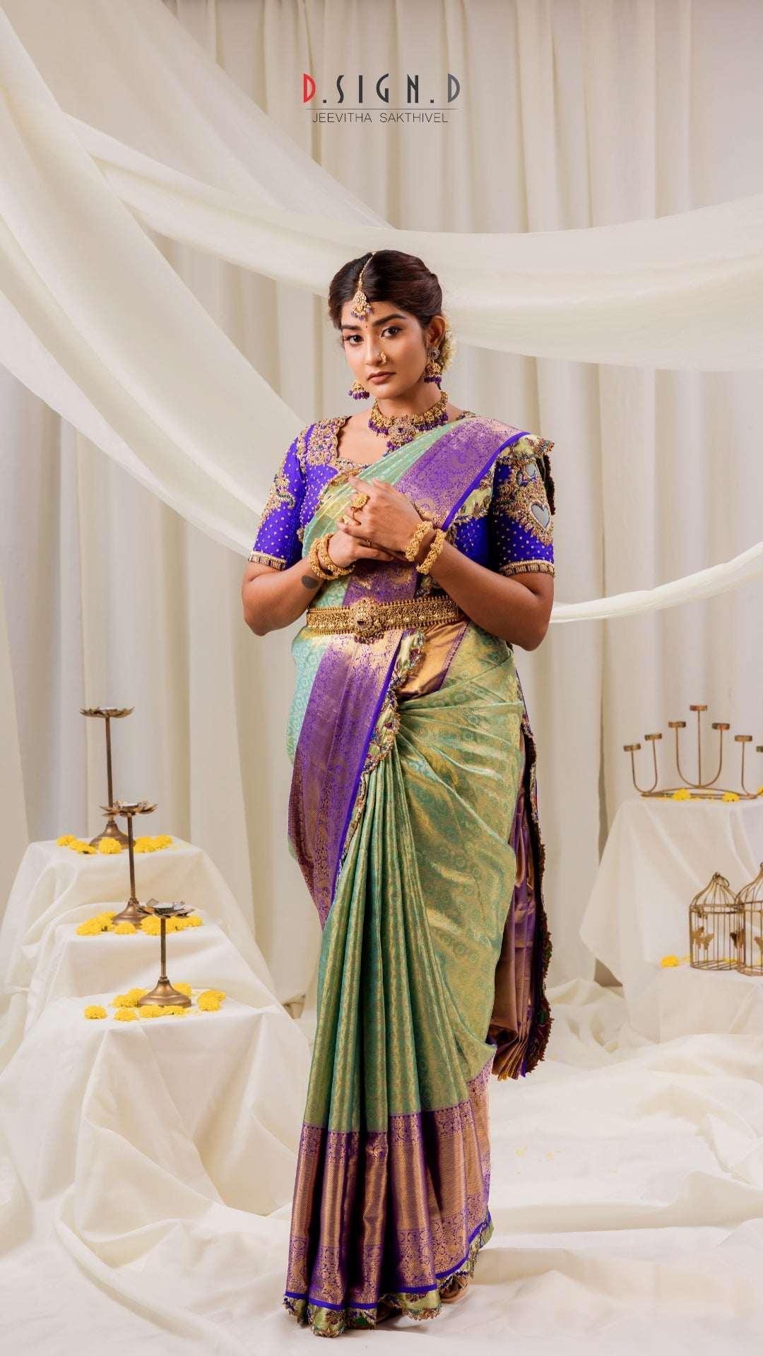 Blue Paithani Kanjeevaram embroidered silk saree