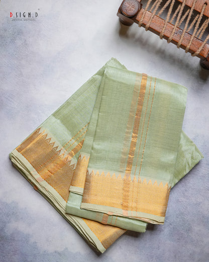 MANGALAGIRI PISTA GREEN PURE SILK DHOTI SET