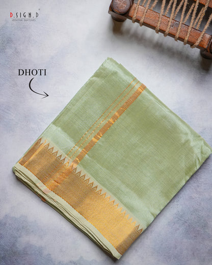 MANGALAGIRI PISTA GREEN PURE SILK DHOTI SET
