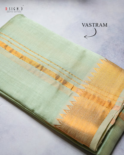 MANGALAGIRI PISTA GREEN PURE SILK DHOTI SET