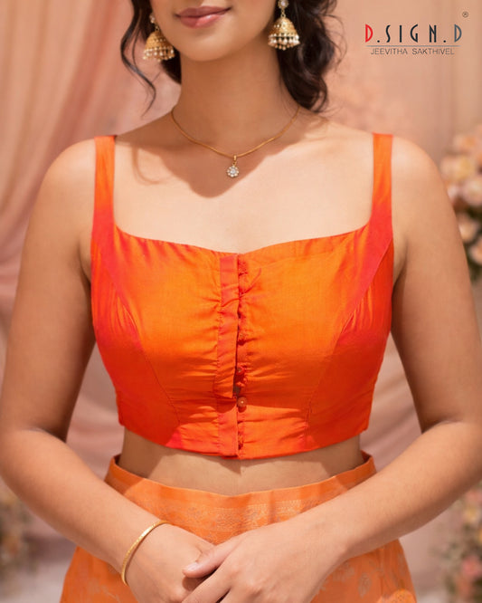 SUNDARI SLEEVELESS SIZE FLEX BLOUSE - ORANGE