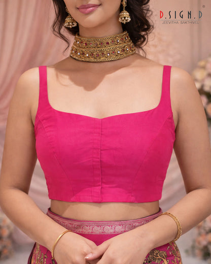 SUNDARI SLEEVELESS SIZE FLEX BLOUSE - HOT PINK