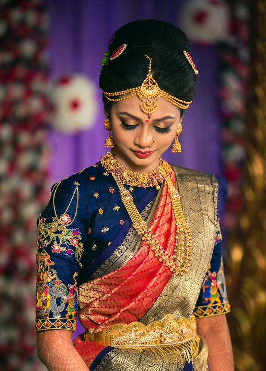 Navy Blue Palanquin Blouse