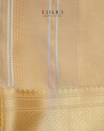 Vastra Silver Pin Stripes Fine silk dhoti Set - Bridal