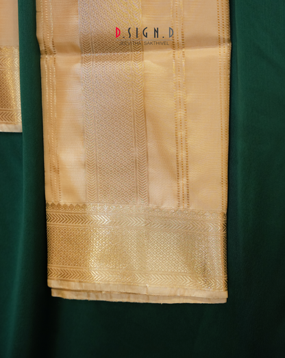 Vastra Gold Pin Stripes Fine silk dhoti Set - Bridal
