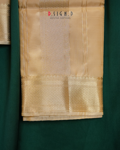 Vastra Gold Pin Stripes Fine silk dhoti Set - Bridal