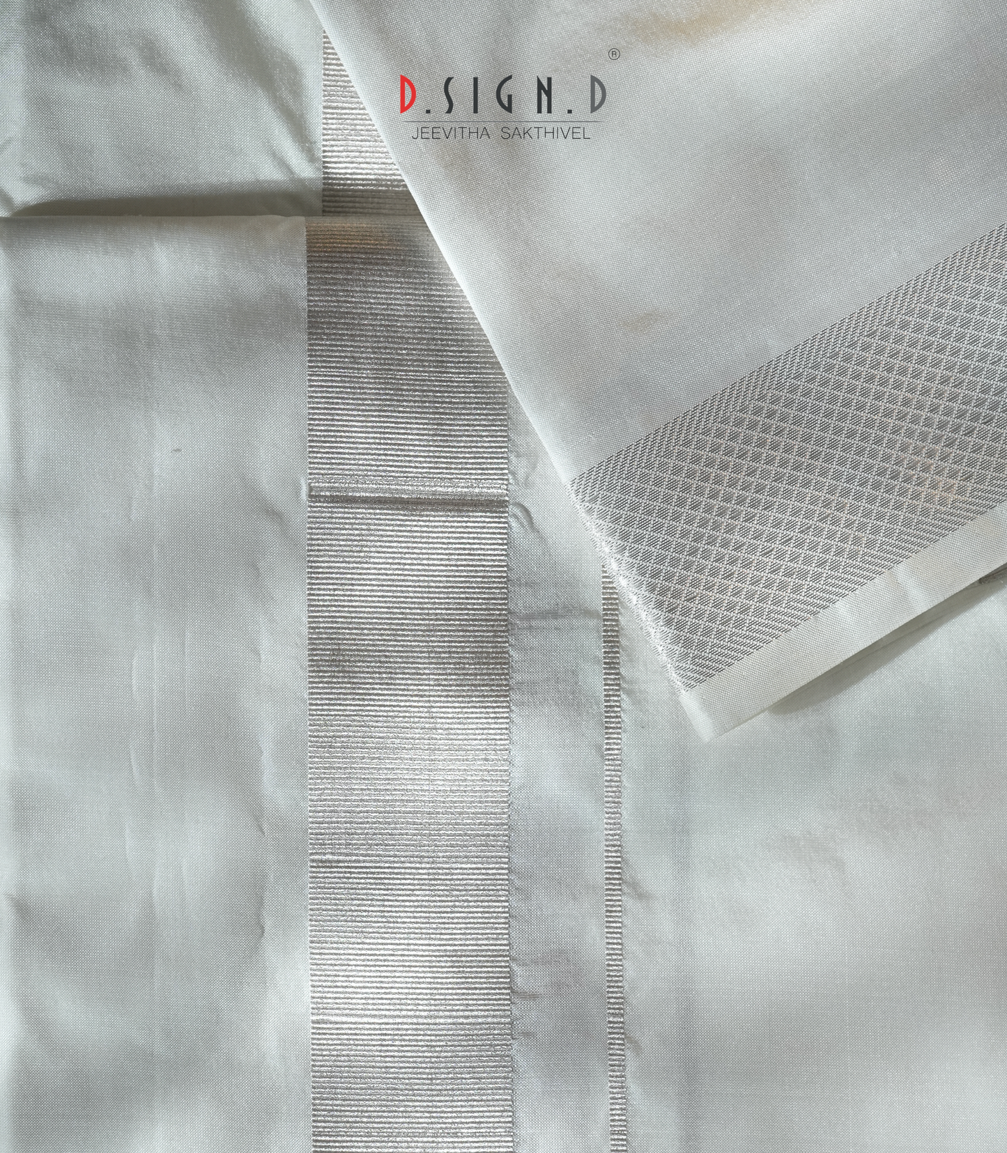 PURE WHITE SILK DHOTI WITH HALF FINE ZARI