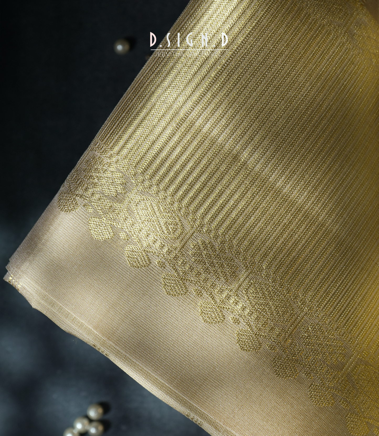 Handwoven gold Pure Silk Dhoti with Angavastram - Checks