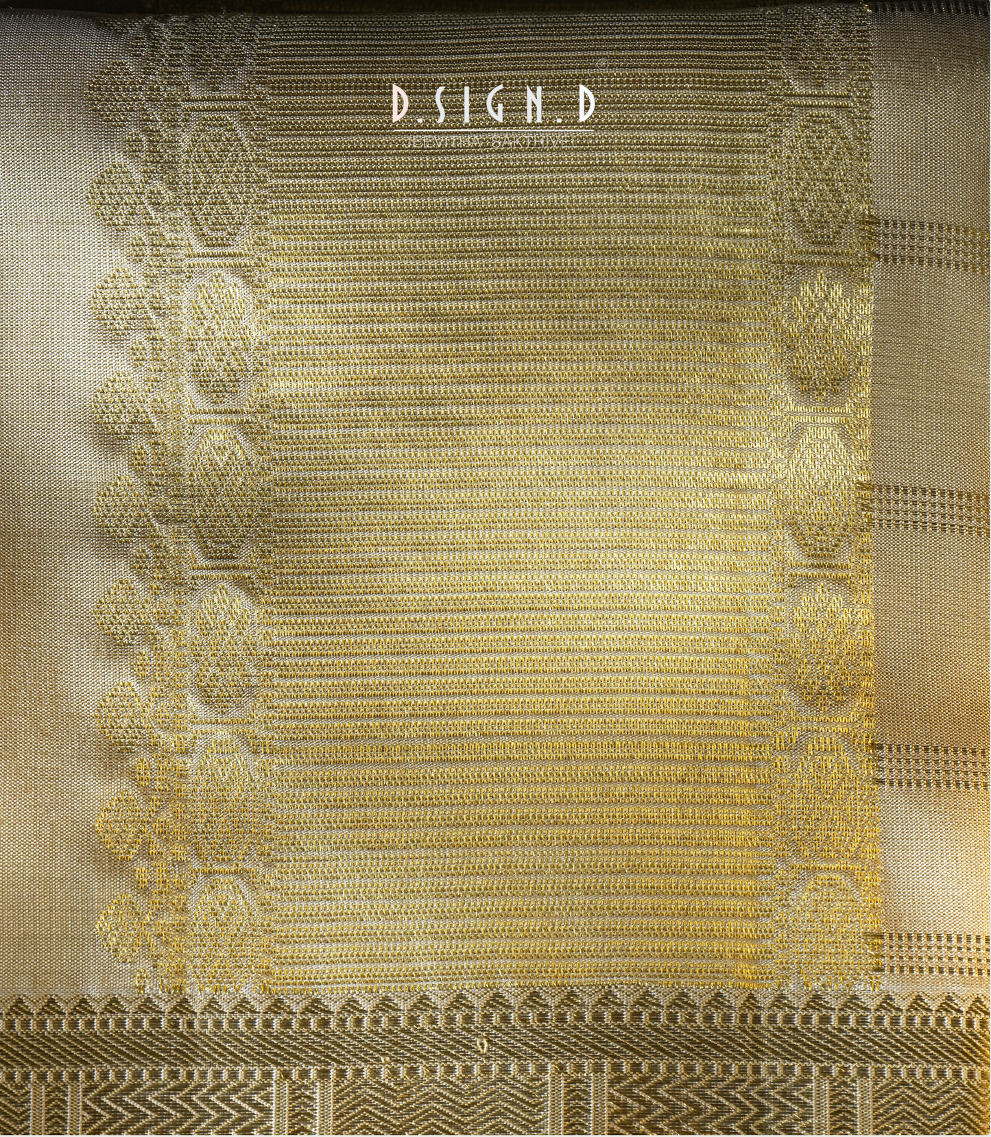 Handwoven gold Pure Silk Dhoti with Angavastram - Checks