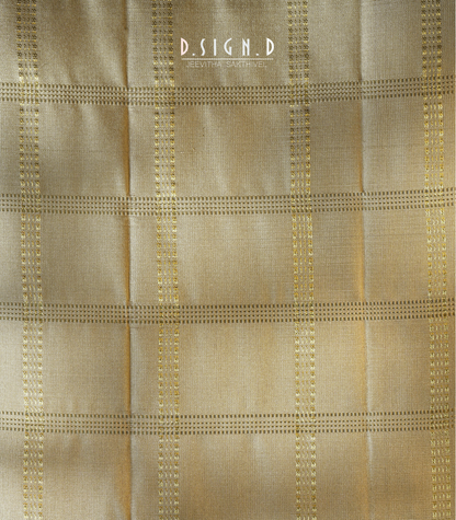 Handwoven gold Pure Silk Dhoti with Angavastram - Checks