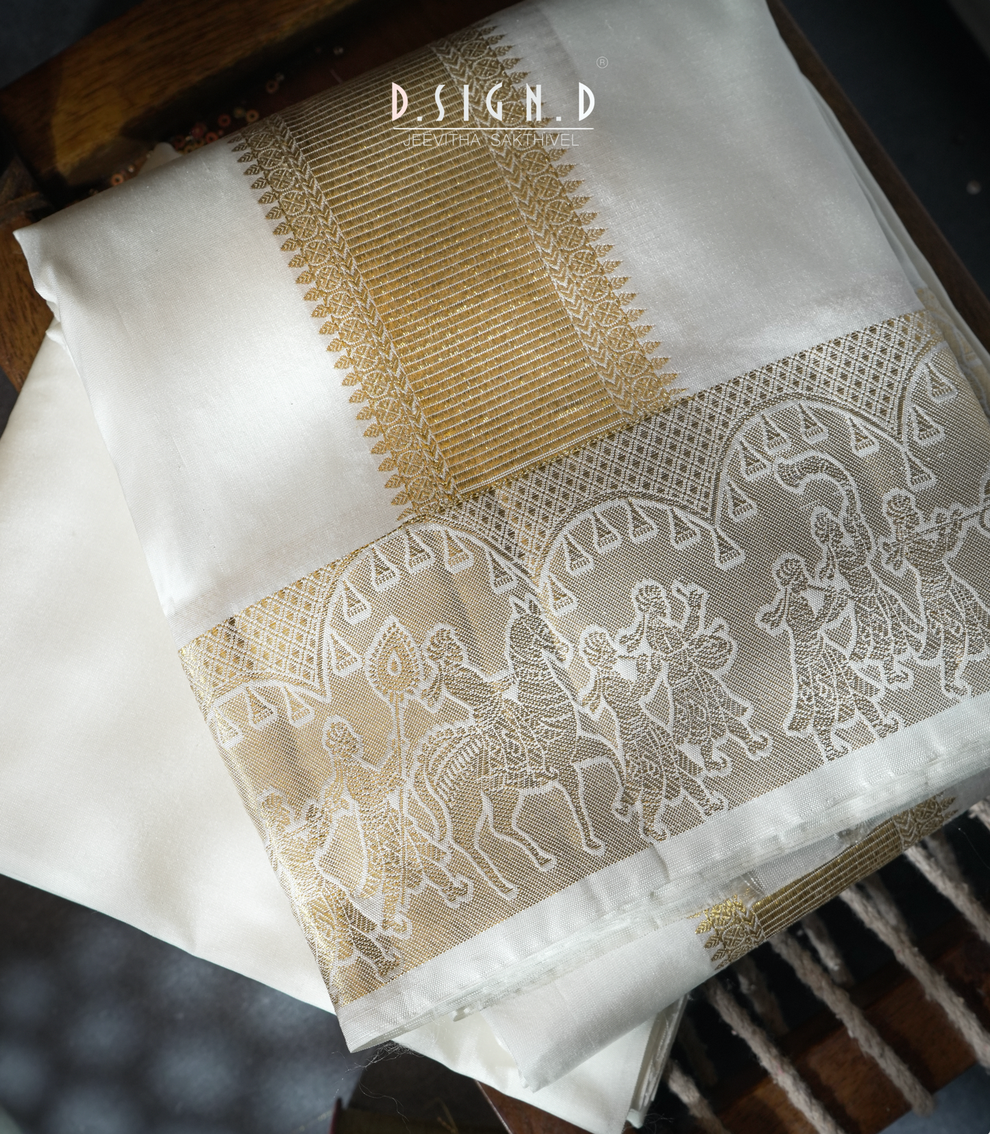 White Pure Silk Pallenquin Dhoti