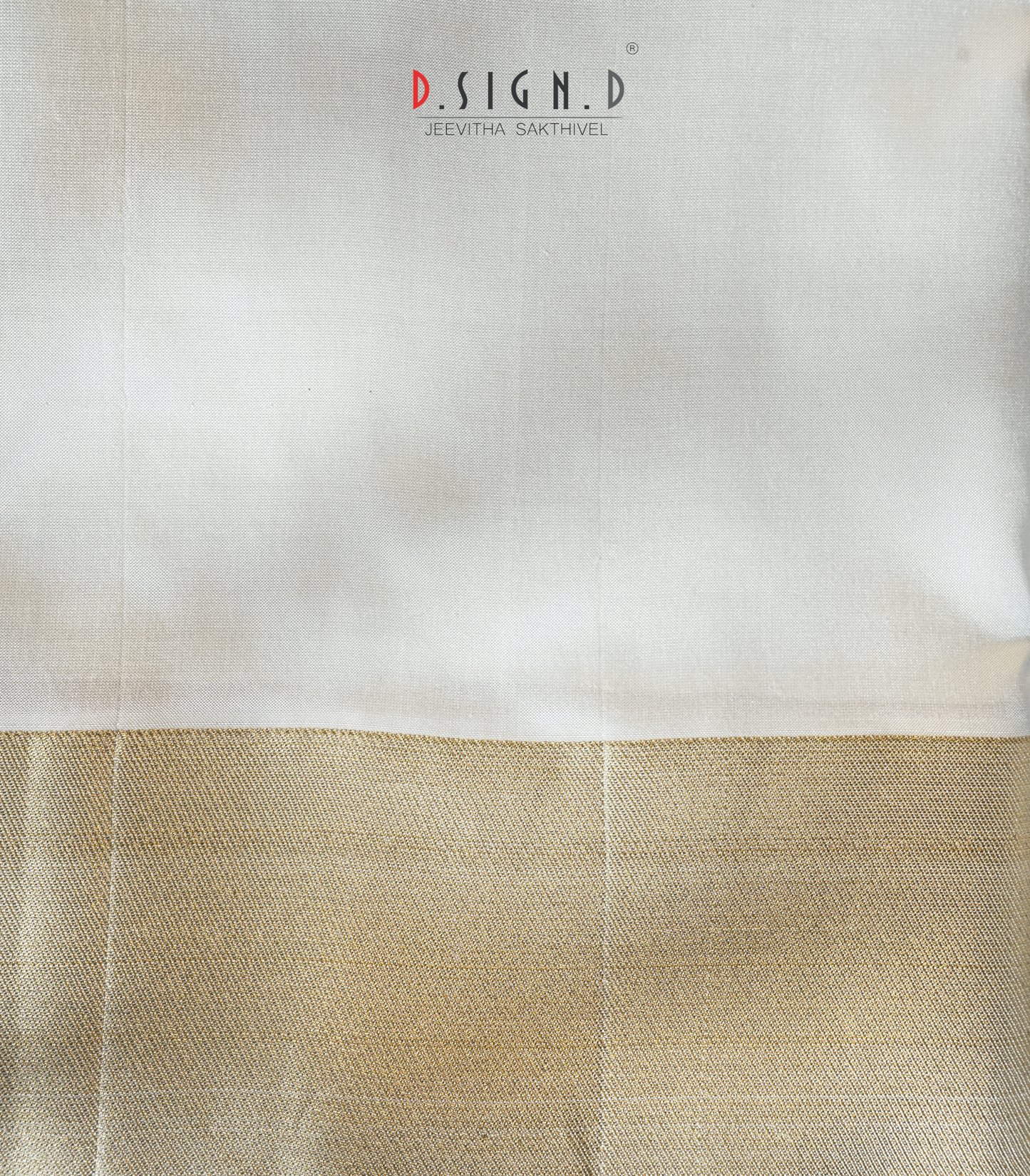 White hexagon Pure Silk Dhoti with Angavastram