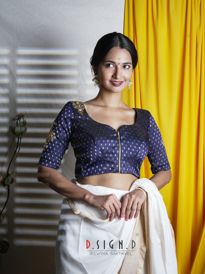 Nila Size flex Blouse - Navy