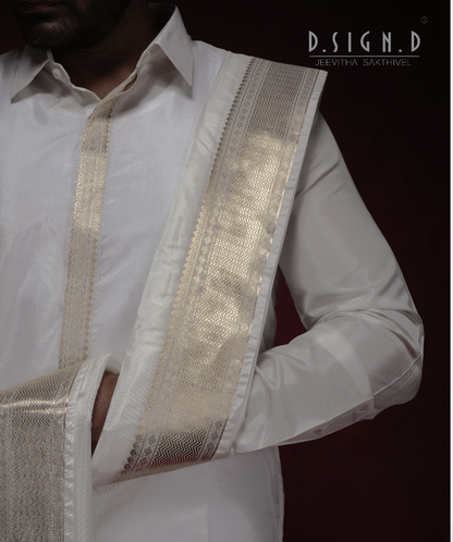 Classic- white fine silk dhoti set