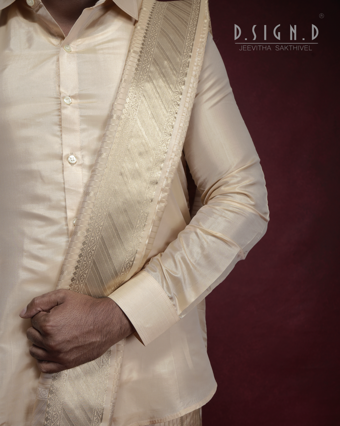 Parampara - Gold fine silk Bridal dhoti set