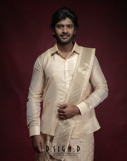 Parampara - Gold Soft silk Bridal dhoti set