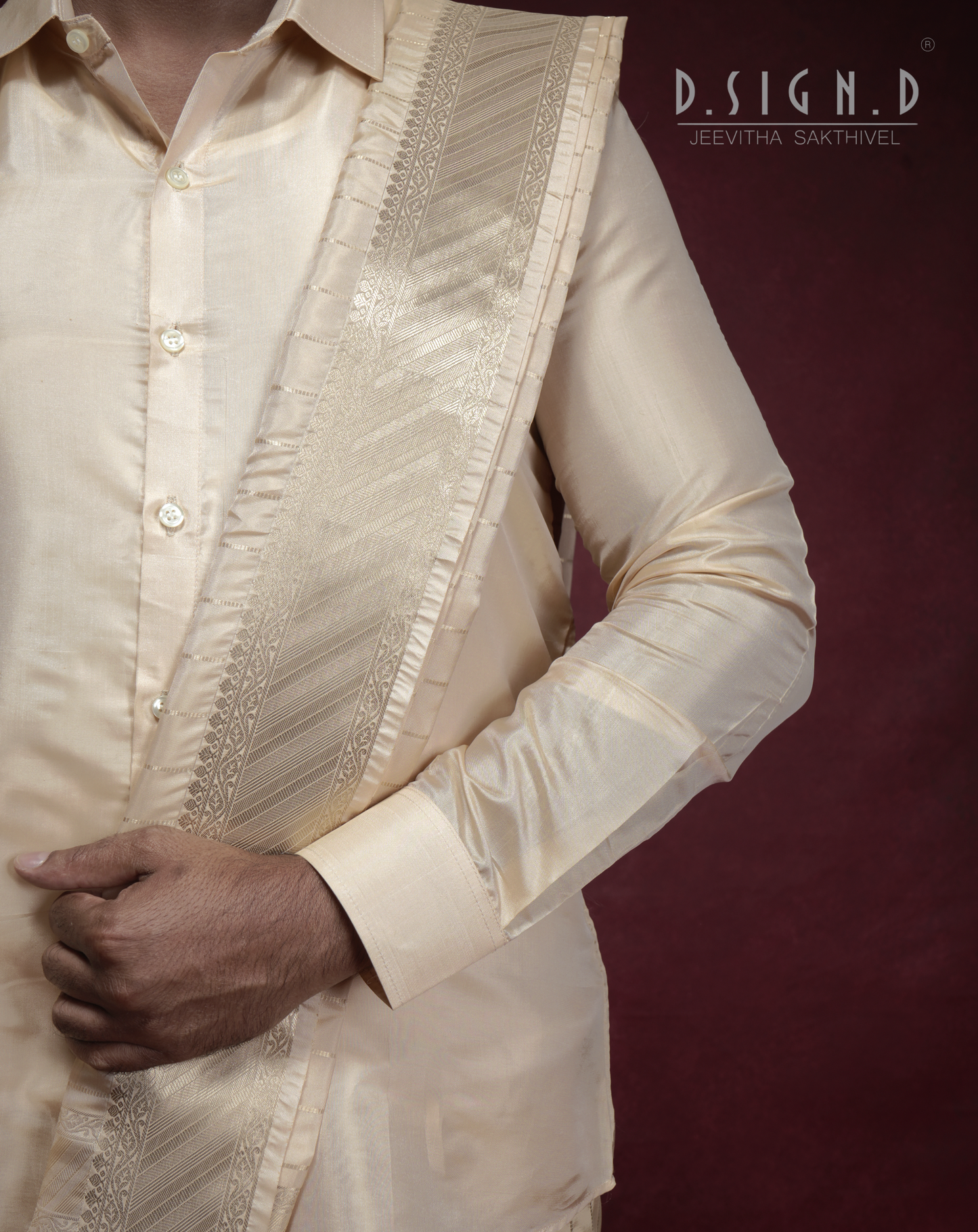 Parampara - Gold Soft silk Bridal dhoti set