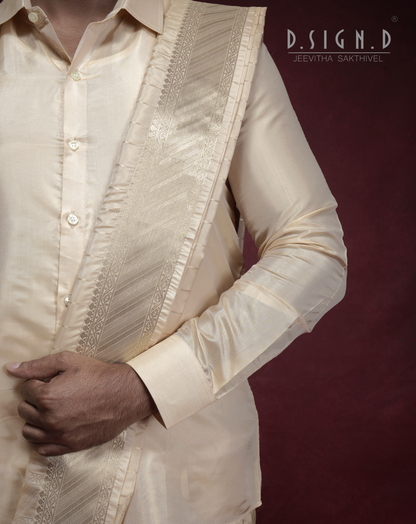 Parampara - Gold Soft silk Bridal dhoti set