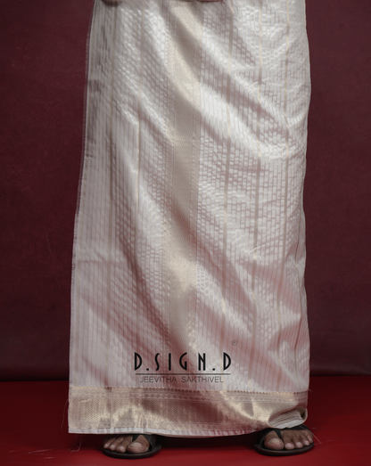 White Fine silk dhoti Set - Bridal