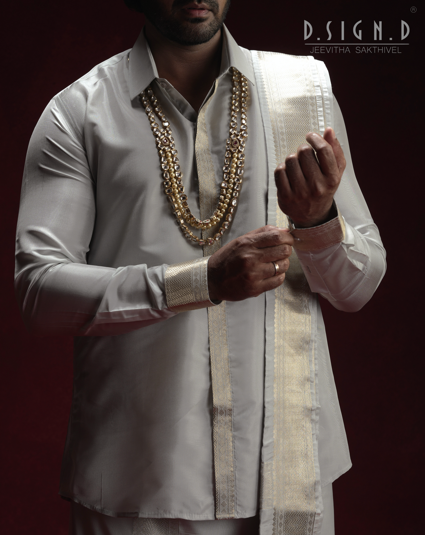 Classic- Grey fine silk dhoti set