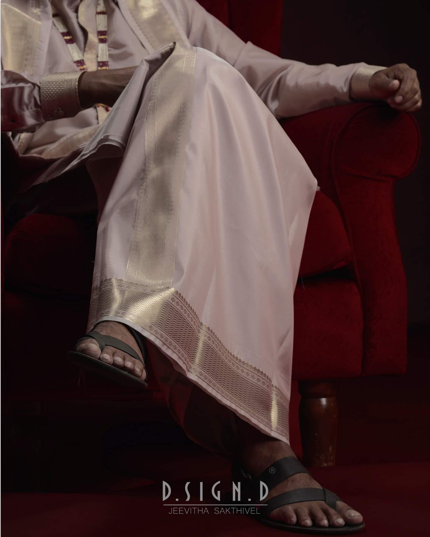 Classic- Rose gold fine silk dhoti set