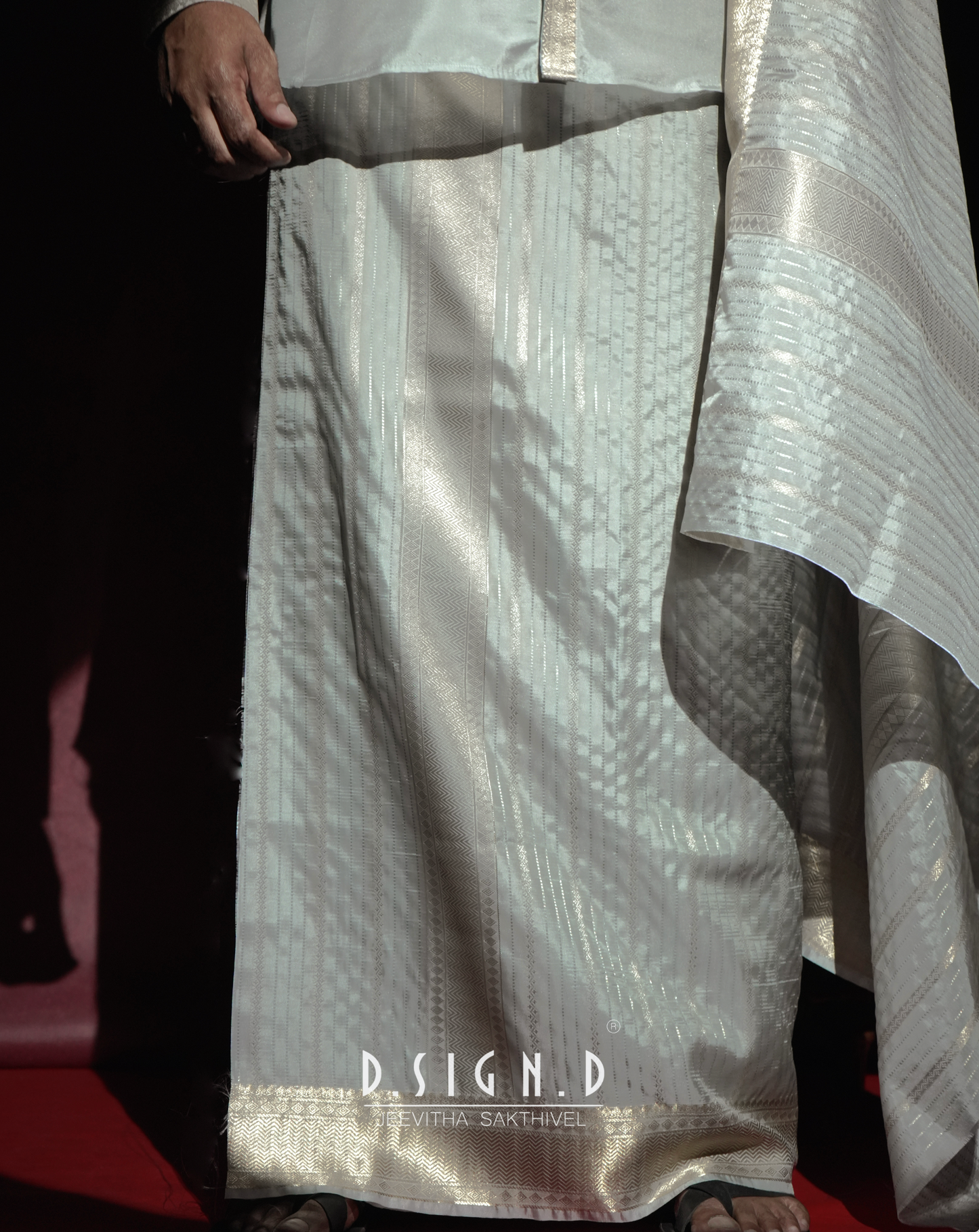 Grey Fine silk dhoti Set - Bridal